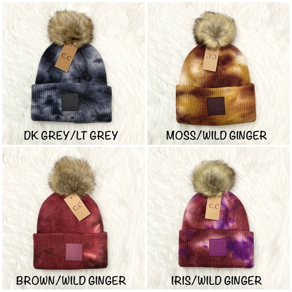 C.C Beanies Tie-Dye Cuffed Pom Beanie for Adults, Winter Hats, Premium Hats - Picture 4 of 4